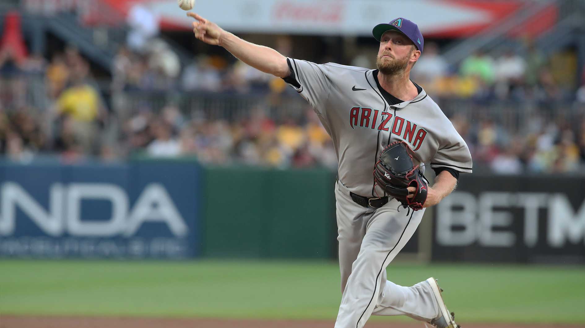 Arizona Diamondbacks starting pitcher Merrill Kelly (29) delivers a pitch against the Pittsburgh Pirates during the first inning at PNC Park.