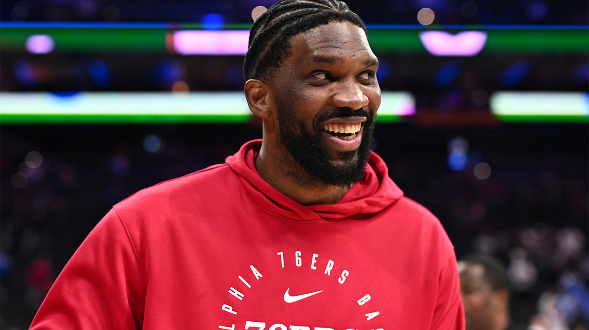 76ers center Joel Embiid reacts after the game against the Minnesota Timberwolves at Wells Fargo Center