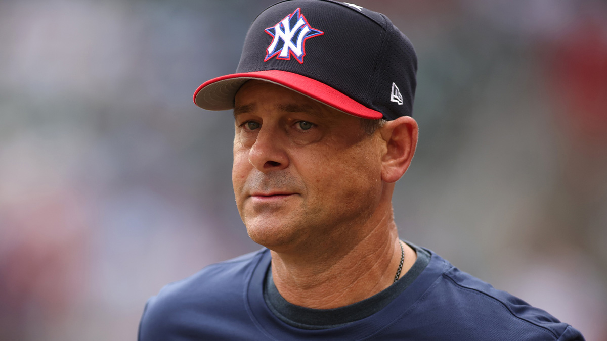 American League manager Aaron Boone (17) of the New York Yankees before the 2025 MLB All Star Game at Truist Park.
