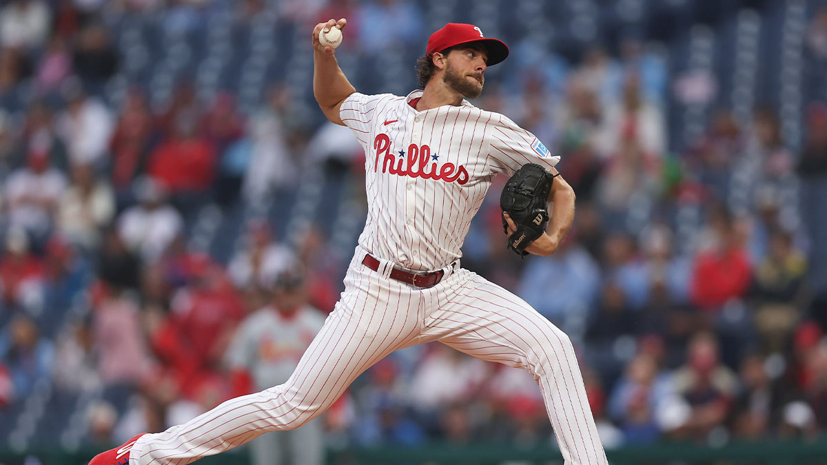 Philadelphia Phillies pitcher Aaron Nola (27) throws a pitch during the first inning against the St. Louis Cardinals at Citizens Bank Park.