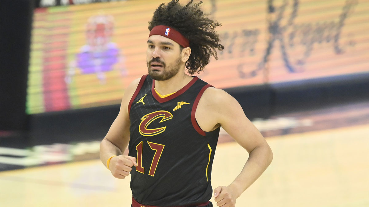 Cleveland Cavaliers forward Anderson Varejao (17) runs on the court in the first quarter against the Boston Celtics at Rocket Mortgage FieldHouse.