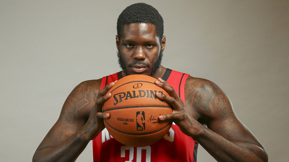 Houston Rockets forward Anthony Bennett (30) poses for a picture during media day at Post Oak Hotel.