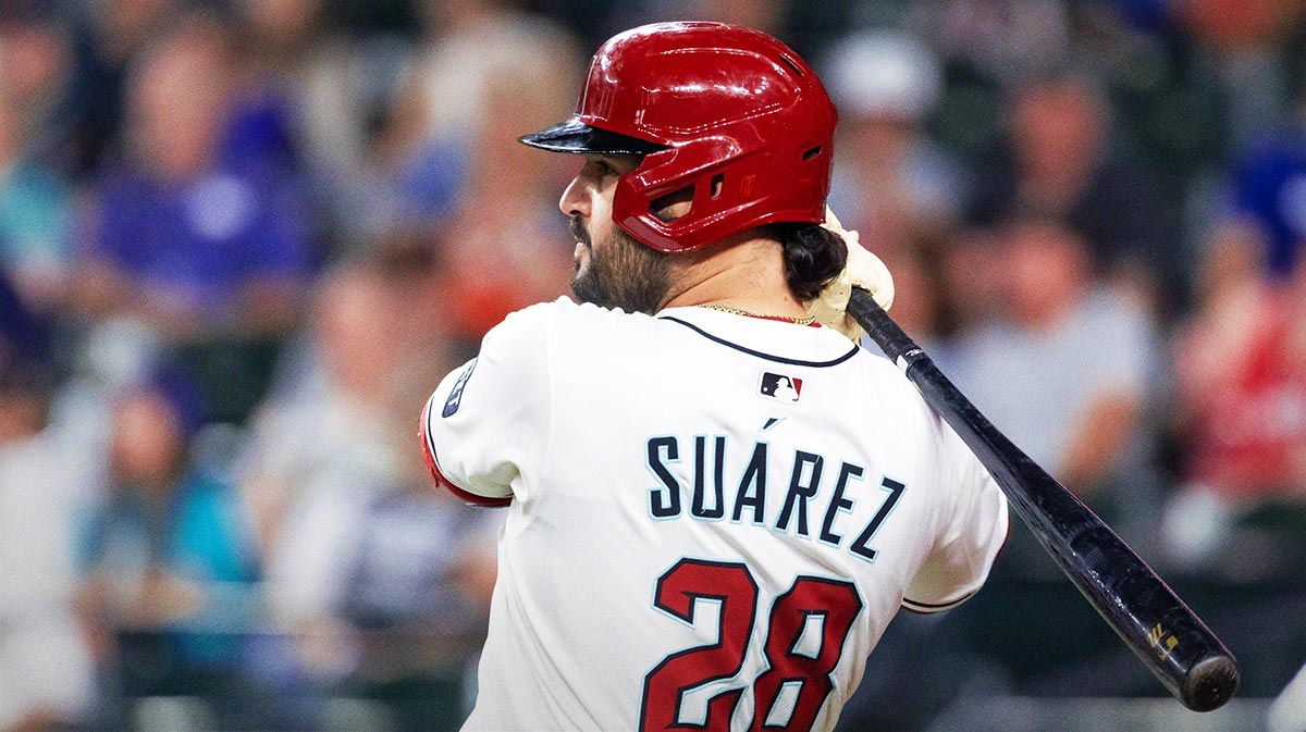 Arizona Diamondbacks designated hitter Eugenio Suarez in the first inning against the Houston Astros at Chase Field.