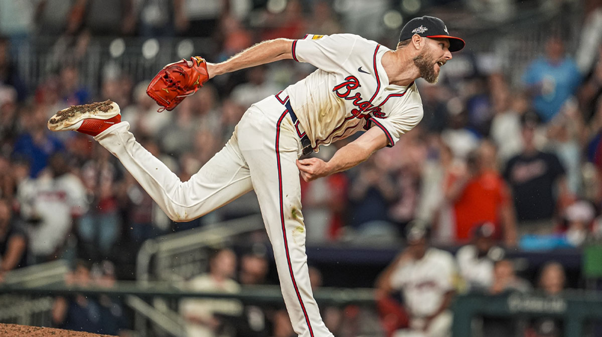 Atlanta Braves starting pitcher Chris Sale (51) pitches against the New York Mets during the ninth inning at Truist Park.