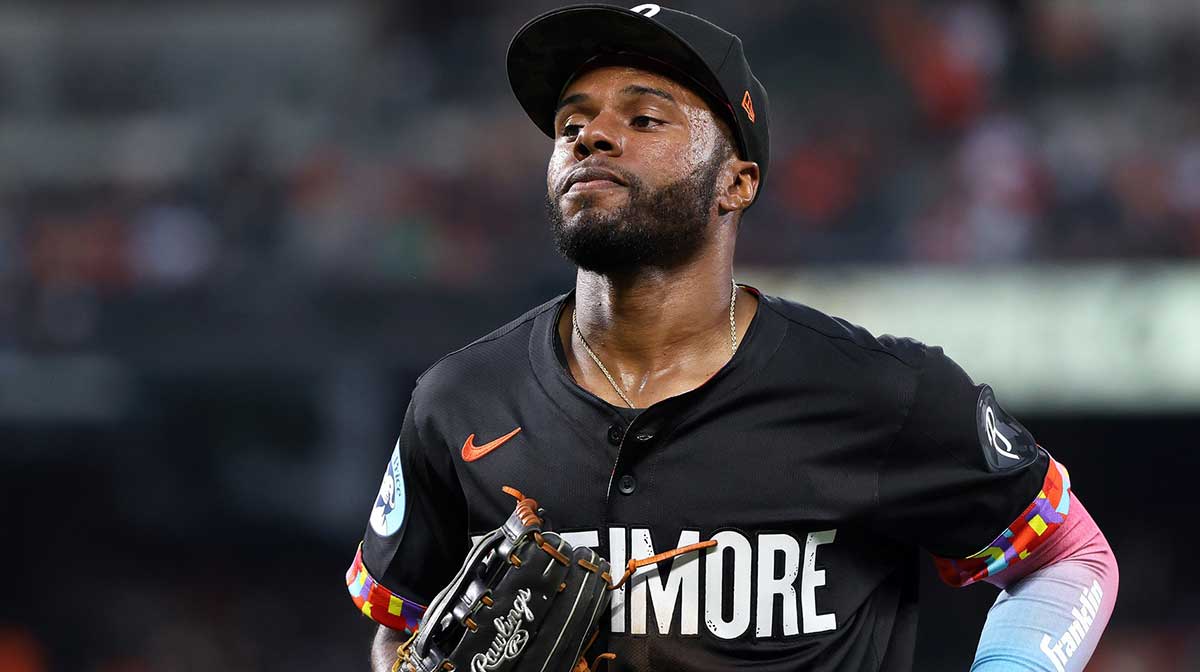 Baltimore Orioles outfielder Cedric Mullins (31) runs off of the field during the fifth inning against the Miami Marlins at Oriole Park at Camden Yards.