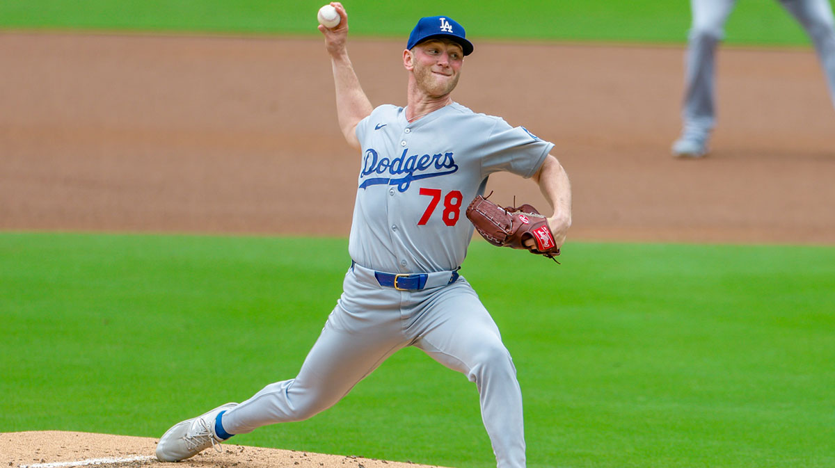 Jun 11, 2025; San Diego, California, USA; Los Angeles Dodgers starting pitcher Ben Casparius (78) throws a pitch during the first inning against the San Diego Padres at Petco Park.