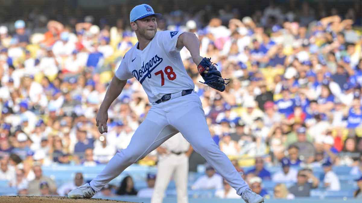 Los Angeles Dodgers pitcher Ben Casparius (78) pitches in the first inning against the Houston Astros at Dodger Stadium.