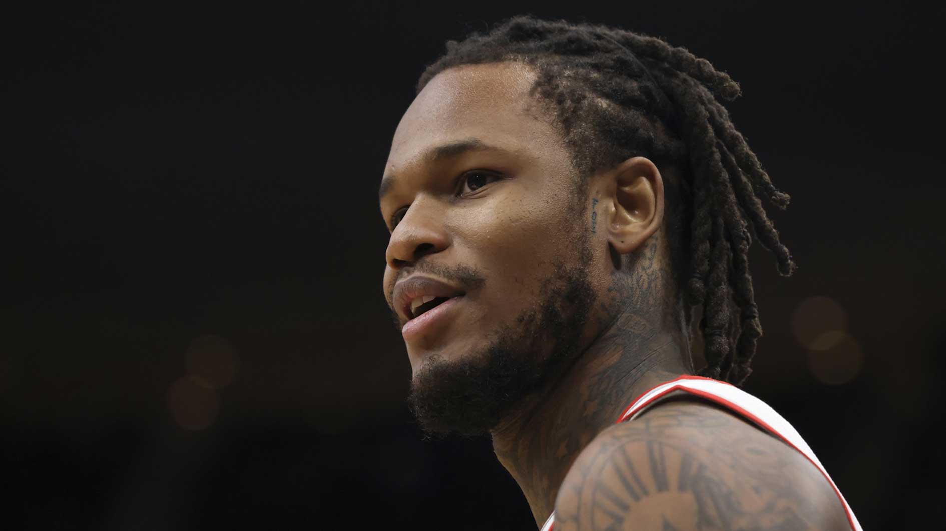 Portland Trail Blazers guard Ben McLemore (23) watches play against the Houston Rockets in the second half at Toyota Center.