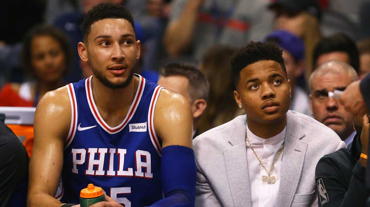 Philadelphia 76ers guard Ben Simmons (25) and guard Markelle Fultz against the Phoenix Suns at Talking Stick Resort Arena.