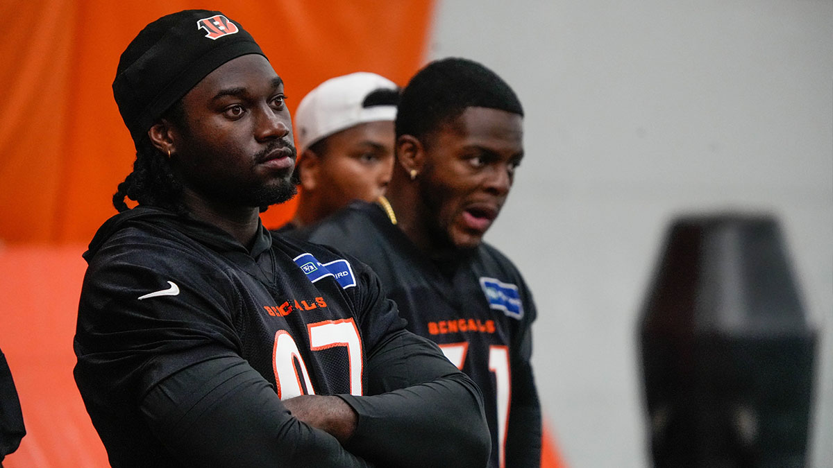 The Cincinnati Bengals practice in the off season on Tuesday May 20, 2025. Bengals 2025 draft pick Shemar Stewart (97).