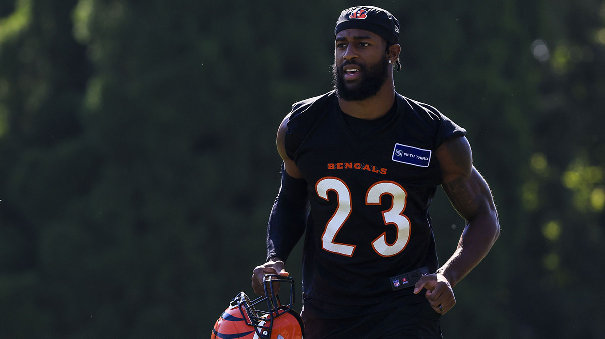Cincinnati Bengals cornerback Dax Hill (23) walks on the field during training camp at Kettering Health Practice Field.