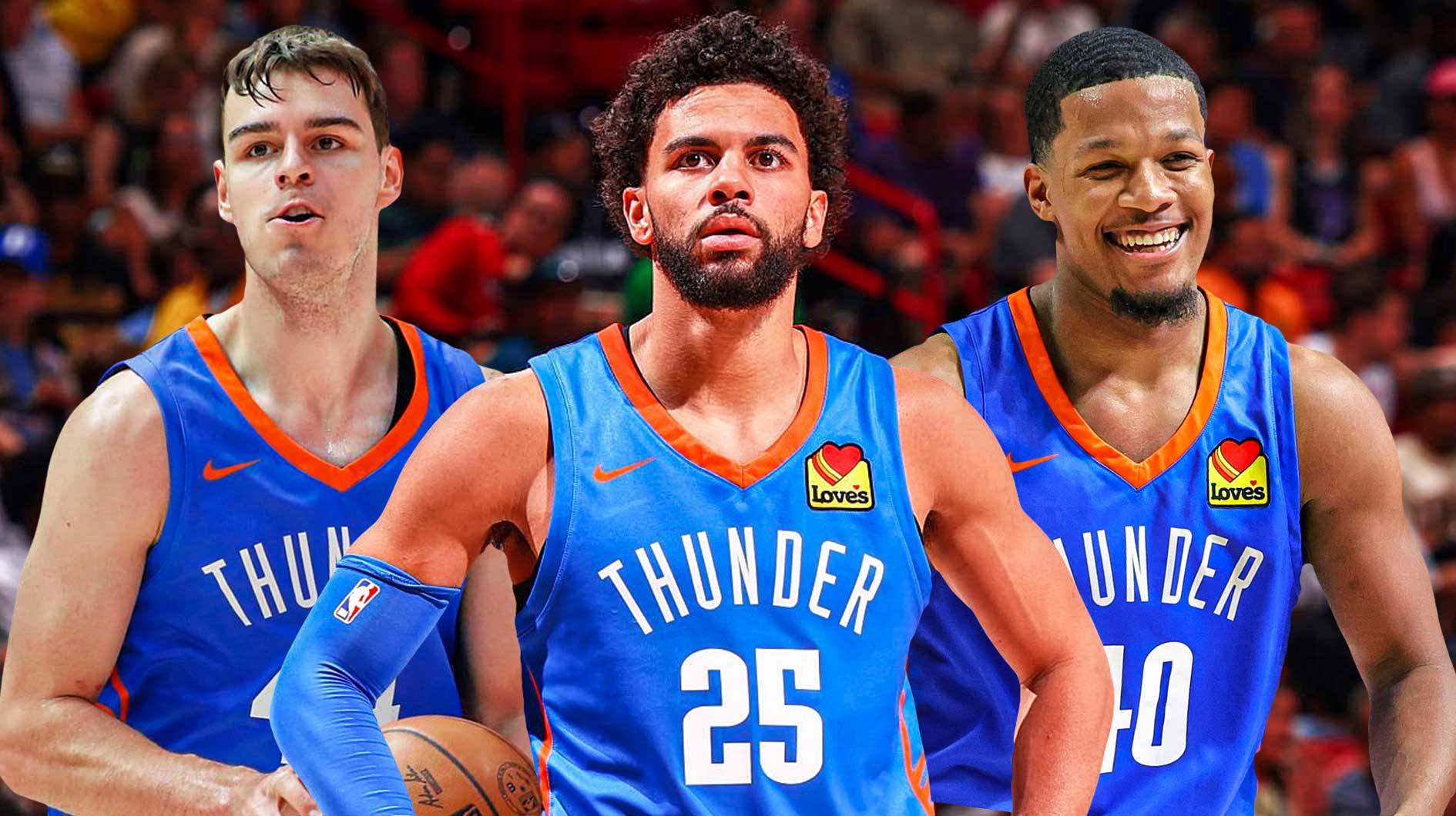 Thunder's Ajay Mitchelll, Nikola Topic, and Chris Youngblood all smiling