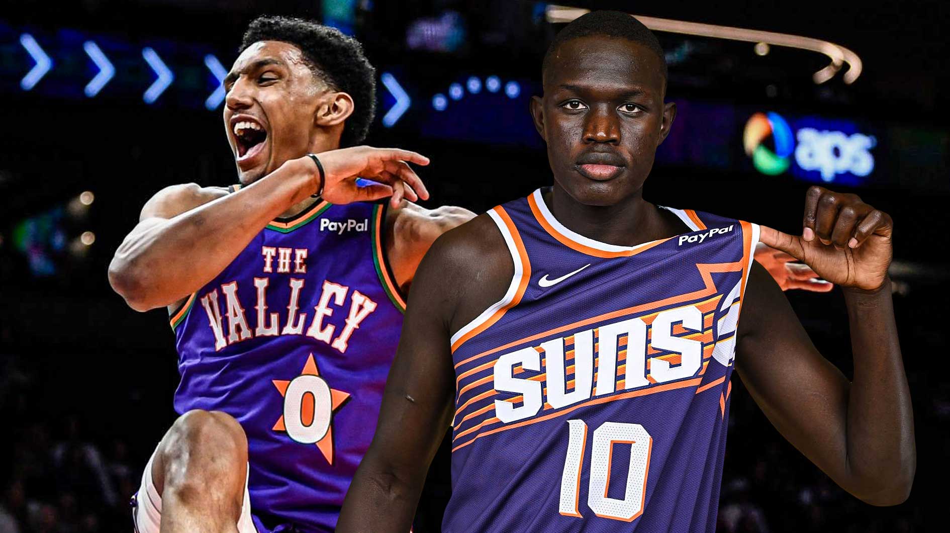 Suns' Khaman Maluach and Ryan Dunn smiling