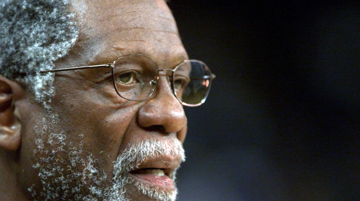 Former NBA great Bill Russell on the sidelines during the NBA Rookie Game.