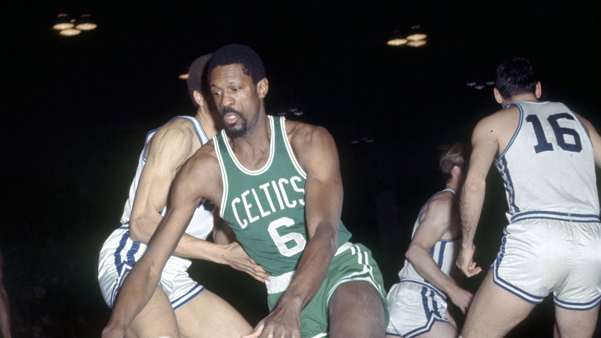 Boston Celtics center (6) Bill Russell in action.