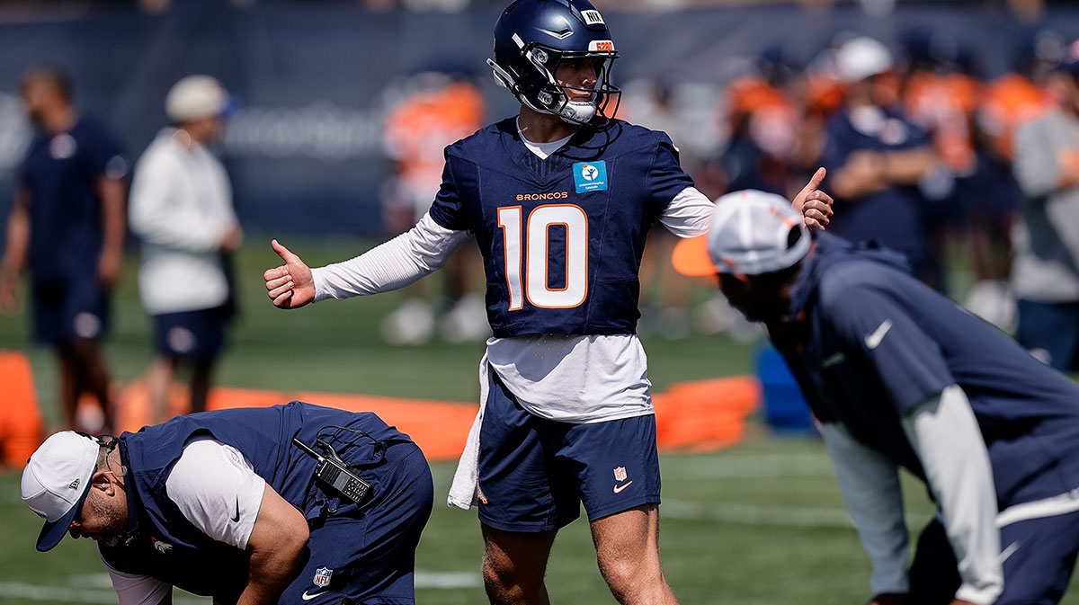 Denver Broncos quarterback Bo Nix (10) during Denver Broncos Training Camp.