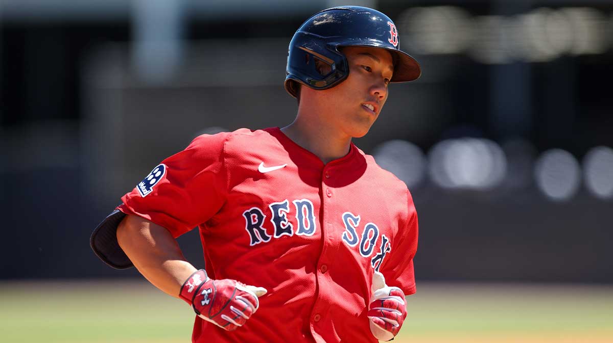 Boston Red Sox outfielder Masataka Yoshida (7) runs the bases after hitting a two run home run against the New York Yankees in the sixth inning during spring training at George M. Steinbrenner Field. Cora Anthony Abreu