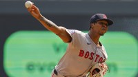 Boston Red Sox starting pitcher Brayan Bello (66) throws to the Minnesota Twins in the first inning at Target Field. Crochet