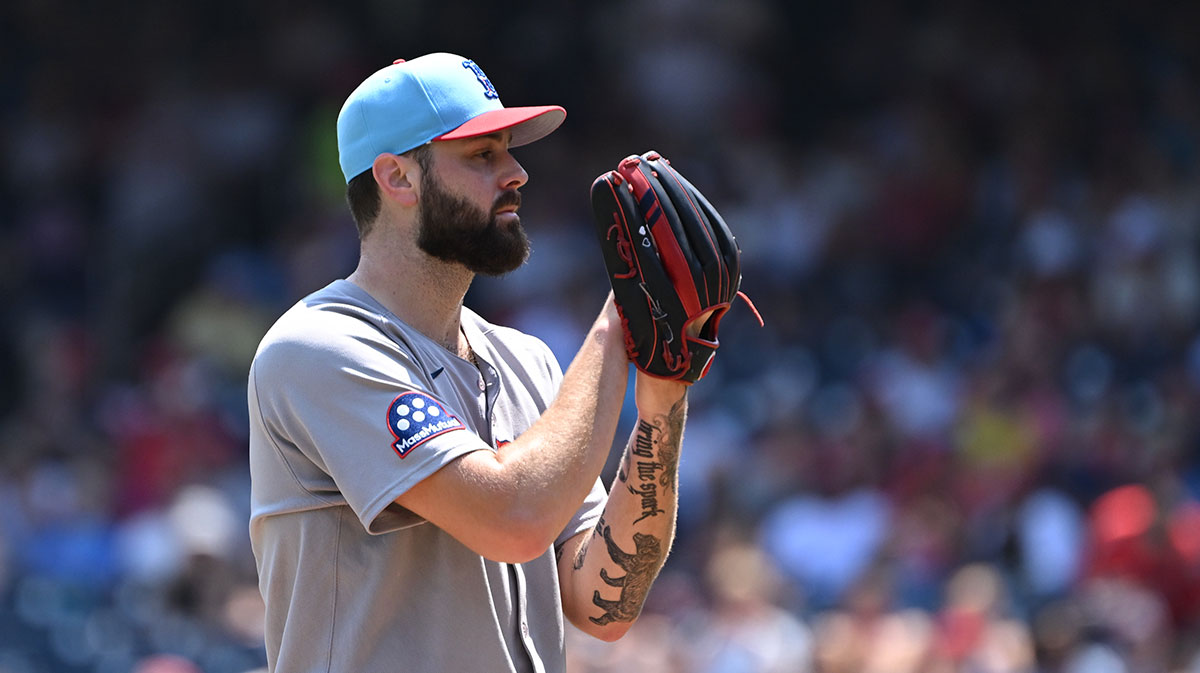 Boston Red Sox starting pitcher Lucas Giolito (54) prepares to throw.a pitch against the Washington Nationals during the third inning at Nationals Park