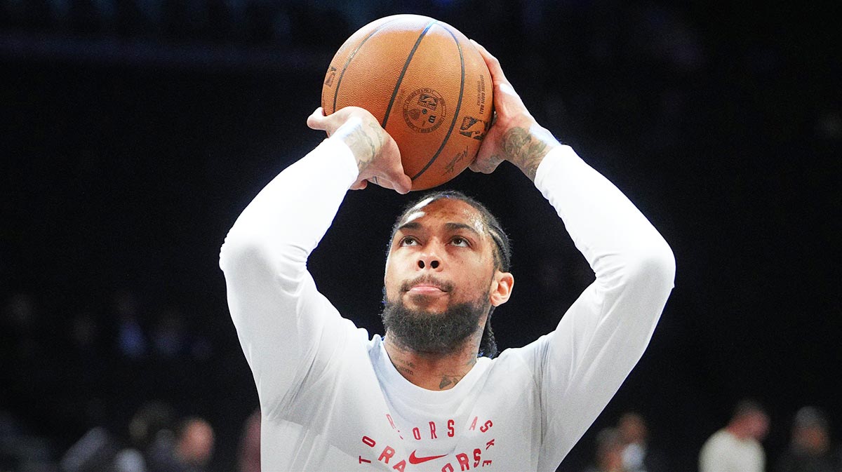 Toronto Raptors, a small striker Brandon Ingram (3) warms before the match against the Brooklyn Nets at the Barclays Center.