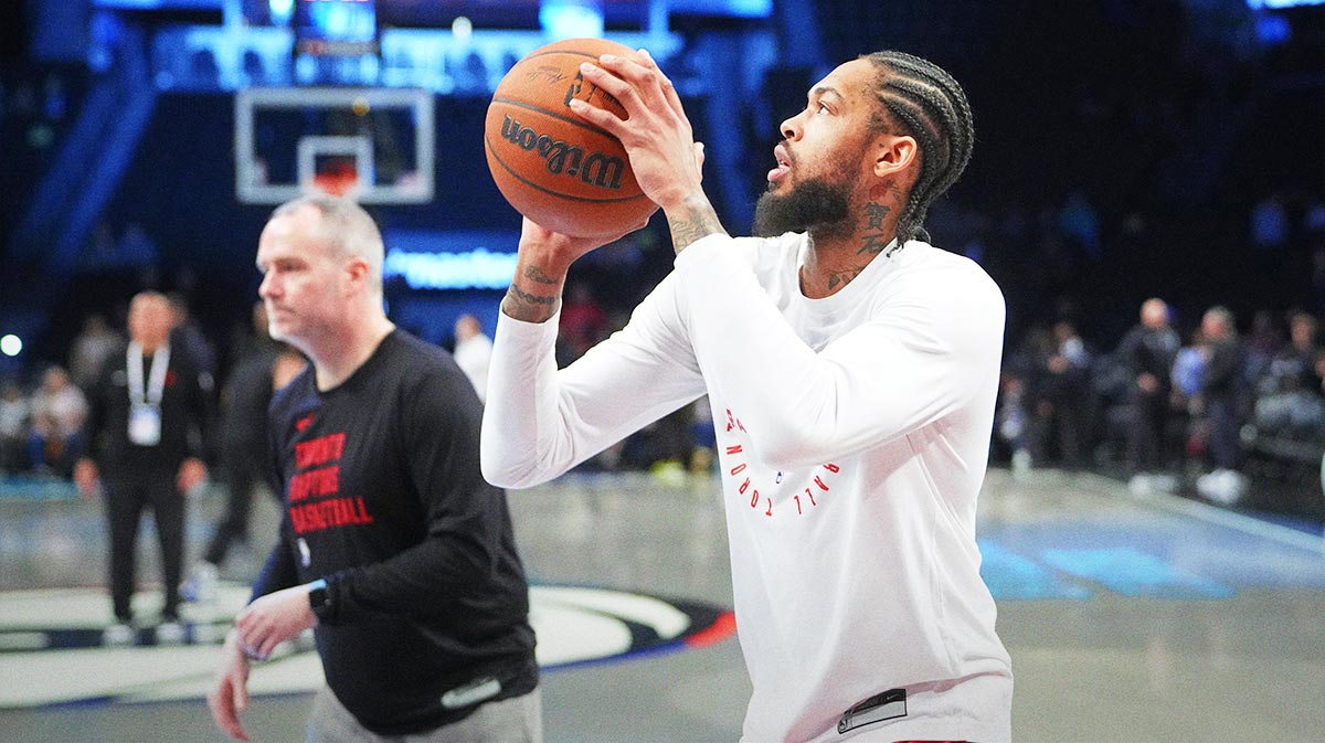 Toronto Raptors small forward Brandon Ingram (3) warms up prior to the game against the Brooklyn Nets at Barclays Center.