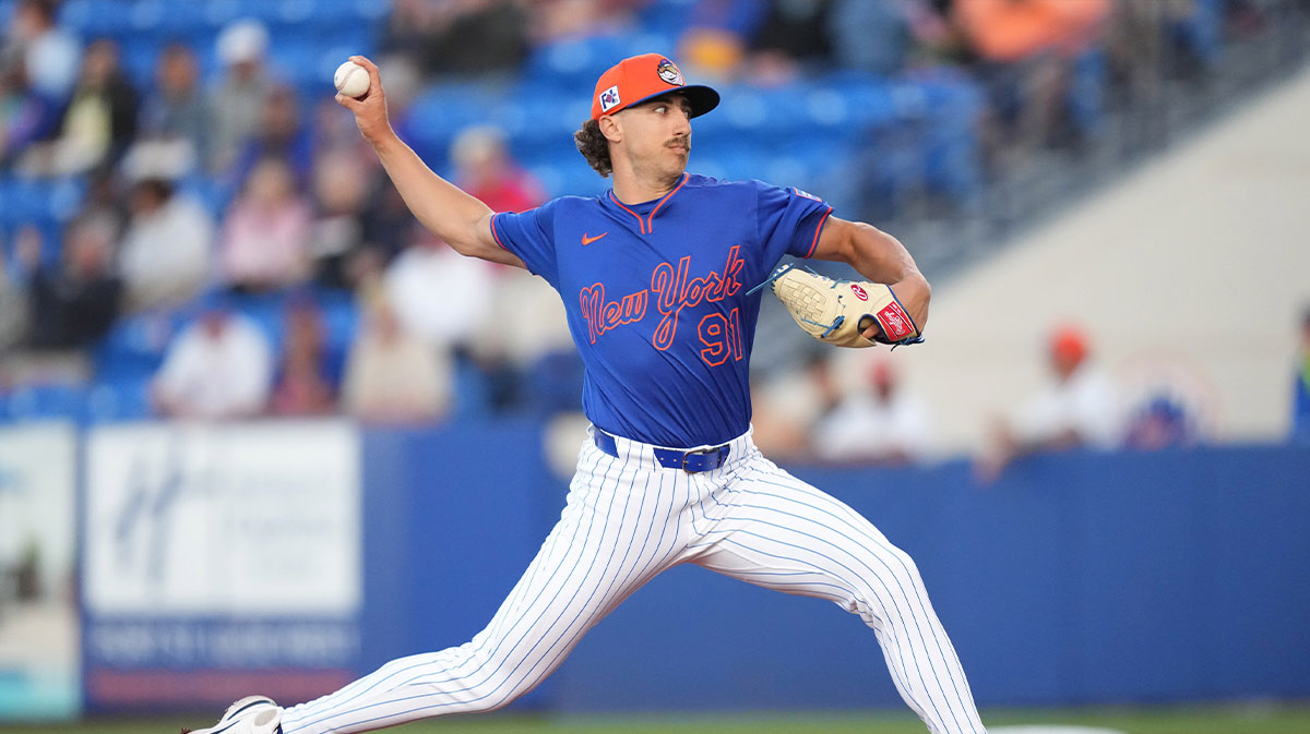 New York Mets pitcher Brandon Sproat (91) pitches against the Houston Astros at Clover Park.