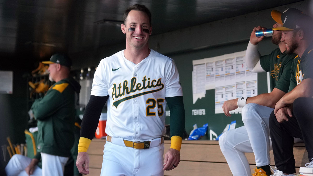 Athletics designated hitter Brent Rooker (25) during the third inning against the San Francisco Giants at Sutter Health Park.
