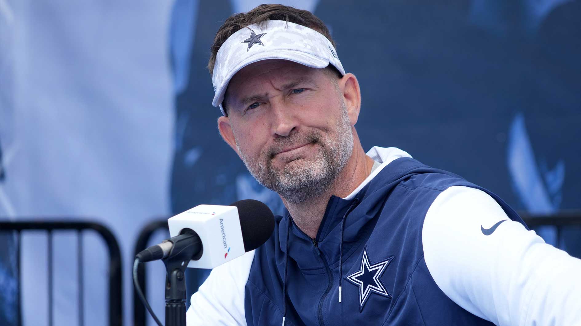Dallas Cowboys coach Brian Schottenheimer during training camp press conference