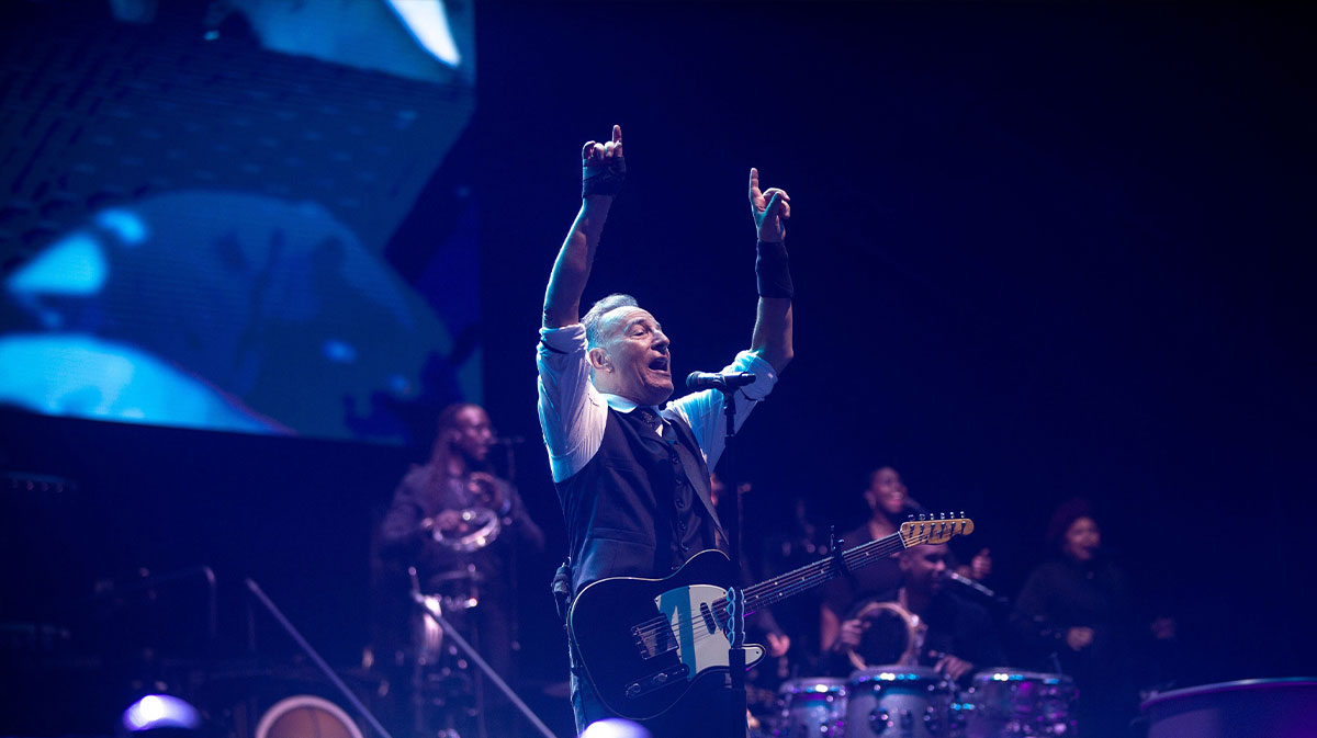 Bruce Springsteen and the E Street Band, who welcomed guitarist Steve Van Zandt back to their tour in Milan after his return from appendicitis surgery.