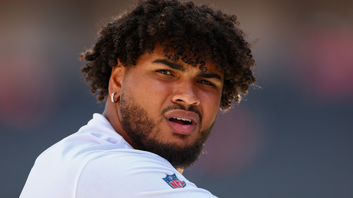 Tampa Bay Buccaneers offensive tackle Tristan Wirfs (78) warms up before a game against the Denver Broncos at Raymond James Stadium.