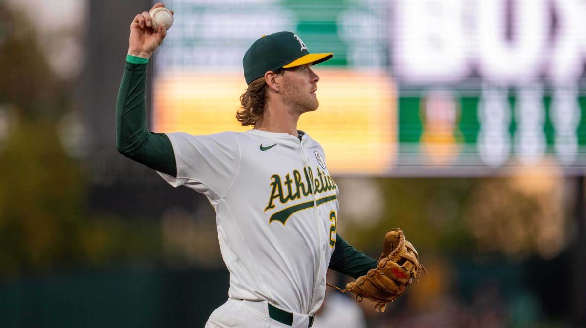 Athletics third baseman CJ Alexander (26) throws out Minnesota Twins first baseman Ty France (not pictured) during the fourth inning at Sutter Health Park.