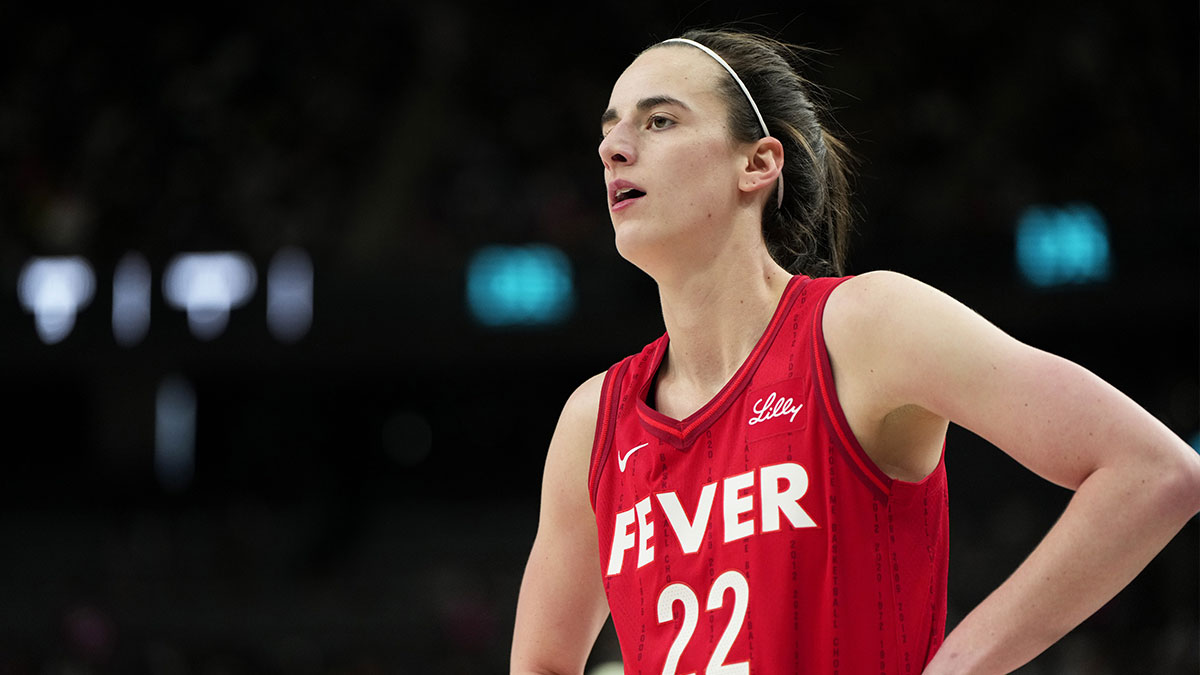Indiana Fever guard Caitlin Clark (22) during the second half of a WNBA basketball game against the Las Vegas Aces at T-Mobile Arena.