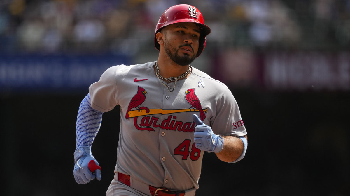 St. Louis Cardinals catcher Ivan Herrera (48) rounds the bases during the game against the Milwaukee Brewers at American Family Field.