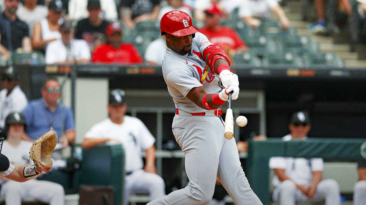 St. Louis Cardinals right fielder Jordan Walker (18) singles against the Chicago White Sox during the fifth inning of game one of the doubleheader at Rate Field. Jordan Walker returns from injury ahead of diamondbacks series.