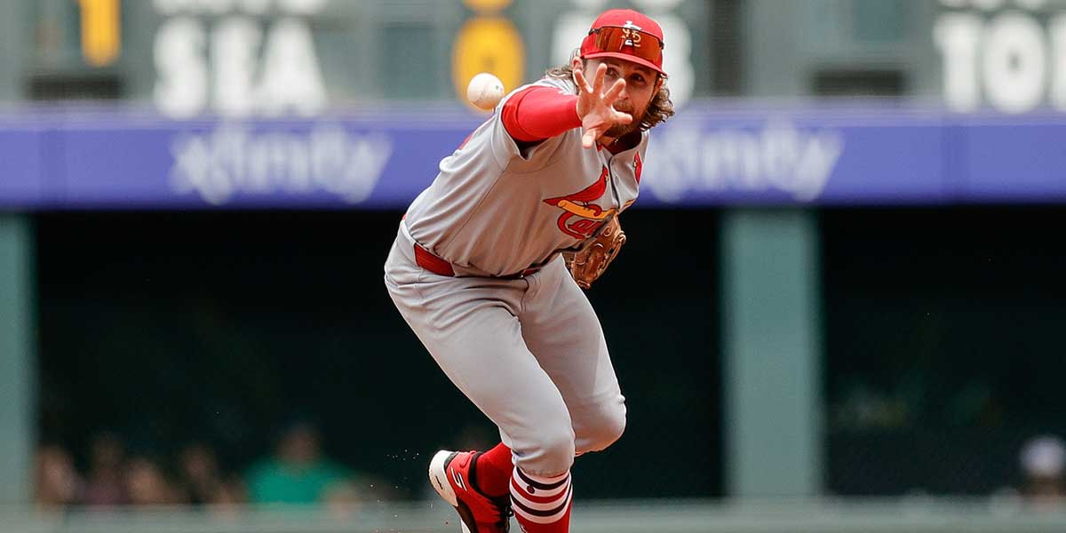St. Louis Cardinals second baseman Brendan Donovan (33) throws the ball to second in the second inning against the Colorado Rockies at Coors Field.