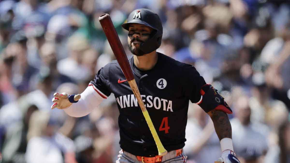 Minnesota Twins shortstop Carlos Correa (4) reacts after striking out during the eighth inning against the Seattle Mariners at T-Mobile Park.