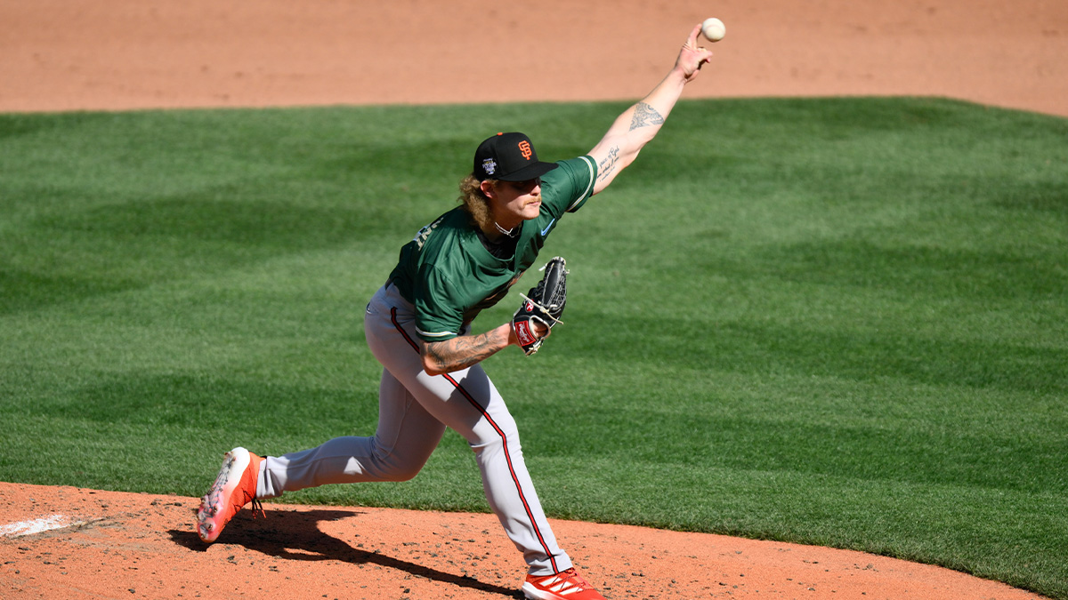 National League Futures relief pitcher Carson Whisenhunt (18) of the San Francisco Giants pitches to the American League during the third inning of the All Star-Futures game at T-Mobile Park.