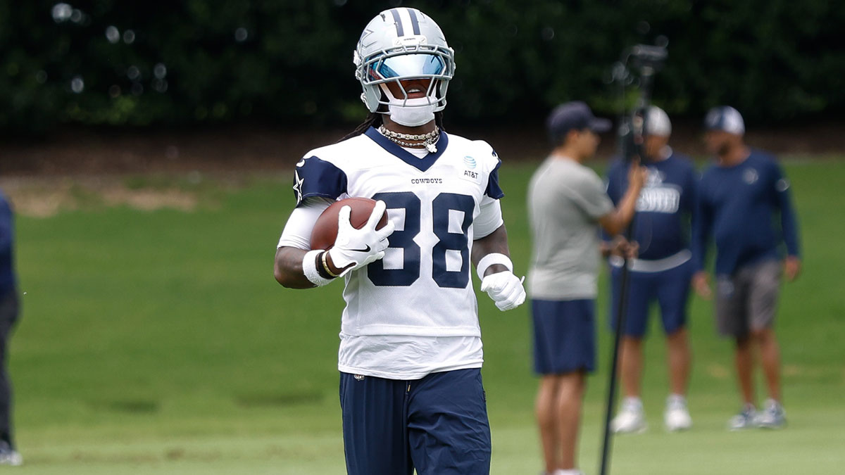 Dallas Cowboys wide receiver CeeDee Lamb (88) goes through a drill during practice at the Ford Center at the Star Training Facility in Frisco, Texas.