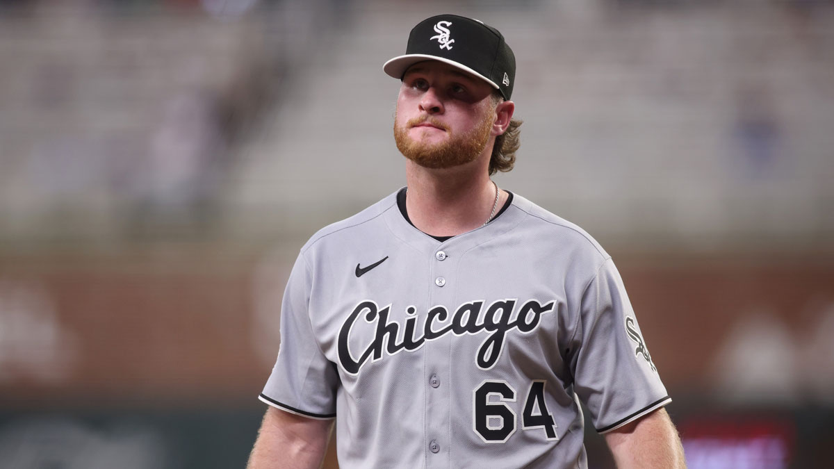 American League pitcher Shane Smith (64) of the Chicago White Sox reacts in the eighth inning during the 2025 MLB All Star Game at Truist Park.