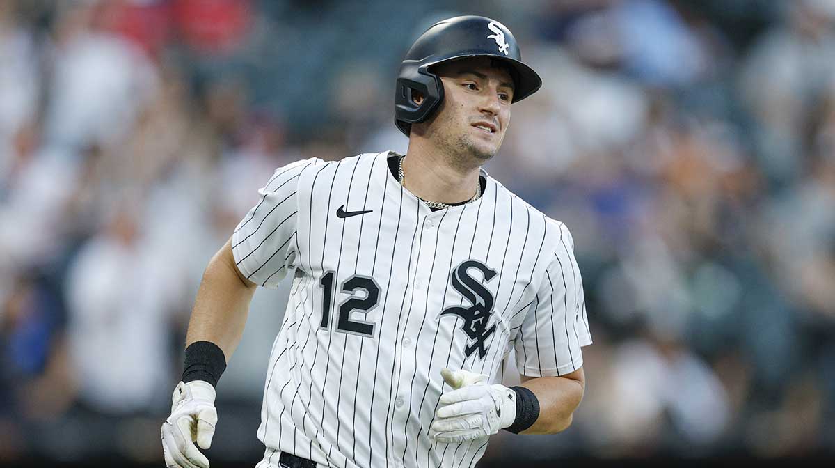 Chicago White Sox third baseman Colson Montgomery (12) rounds the bases after hitting a two-run home run against the Philadelphia Phillies during the third inning at Rate Field.