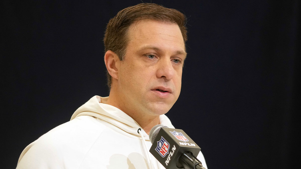 Kansas City Chiefs general manager Brett Veach speaks during the NFL Scouting Combine at the Indiana Convention Center.