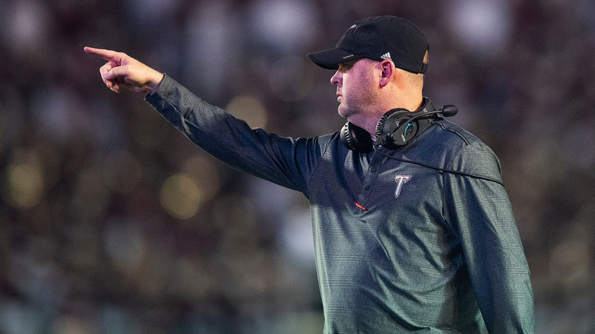 Troy head coach Chip Lindsey against South Alabama at Veterans Memorial Stadium on the Troy campus campus