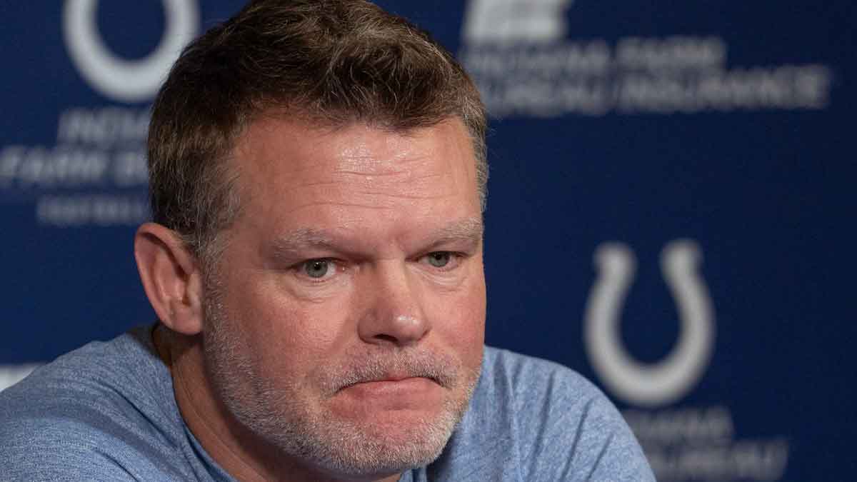 Indianapolis Colts General Manager Chris Ballard opens his pre-draft press conference discussing support for the family of long-time scout Matt Terpening in the lost of his wife, Monday, April 21, 2025