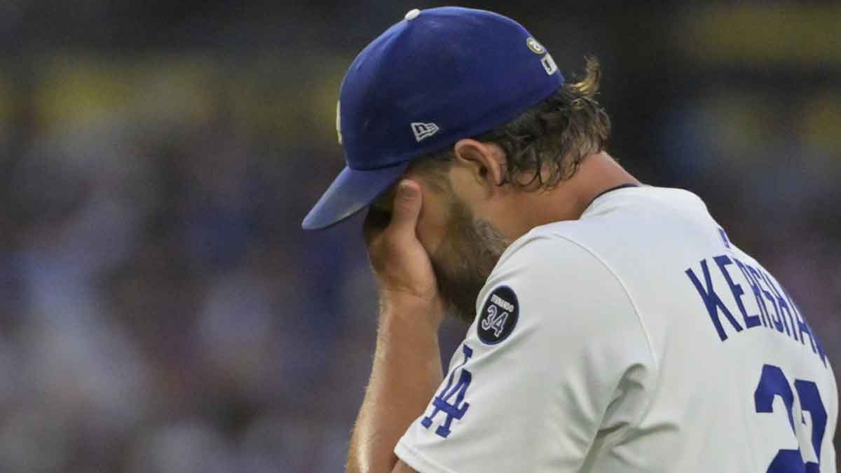 Los Angeles Dodgers pitcher Clayton Kershaw (22) walks off the mound during the third inning against the Chicago White Sox at Dodger Stadium.