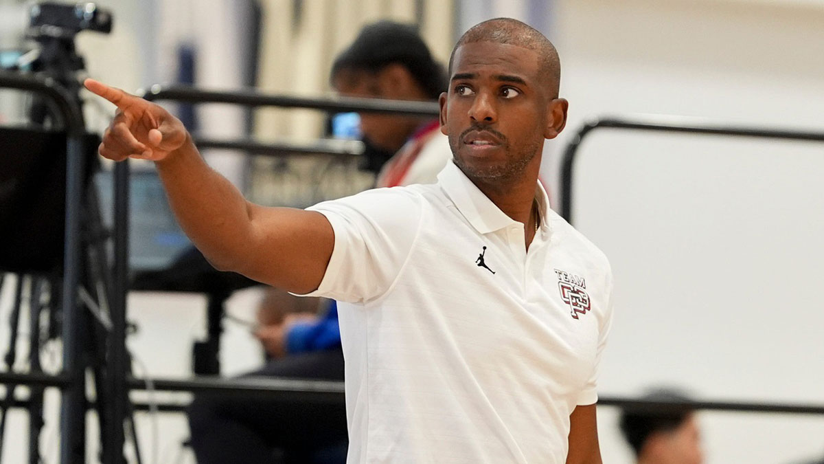 Clippers' Chris Paul looks on as Team CP3 plays a game against Nightrydas