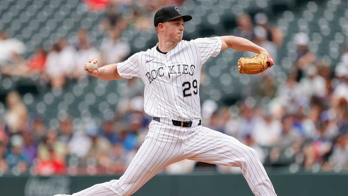 Colorado Rockies starting pitcher Tanner Gordon (29) pitches in the first inning against the St. Louis Cardinals at Coors Field.