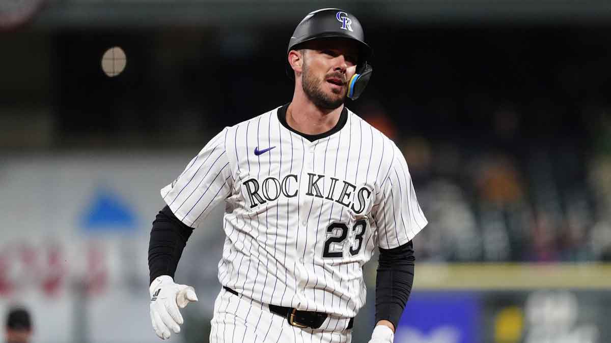 Colorado Rockies outfielder Kris Bryant (23) during the eighth inning against the Athletics at Coors Field. Rizzo Schwarber