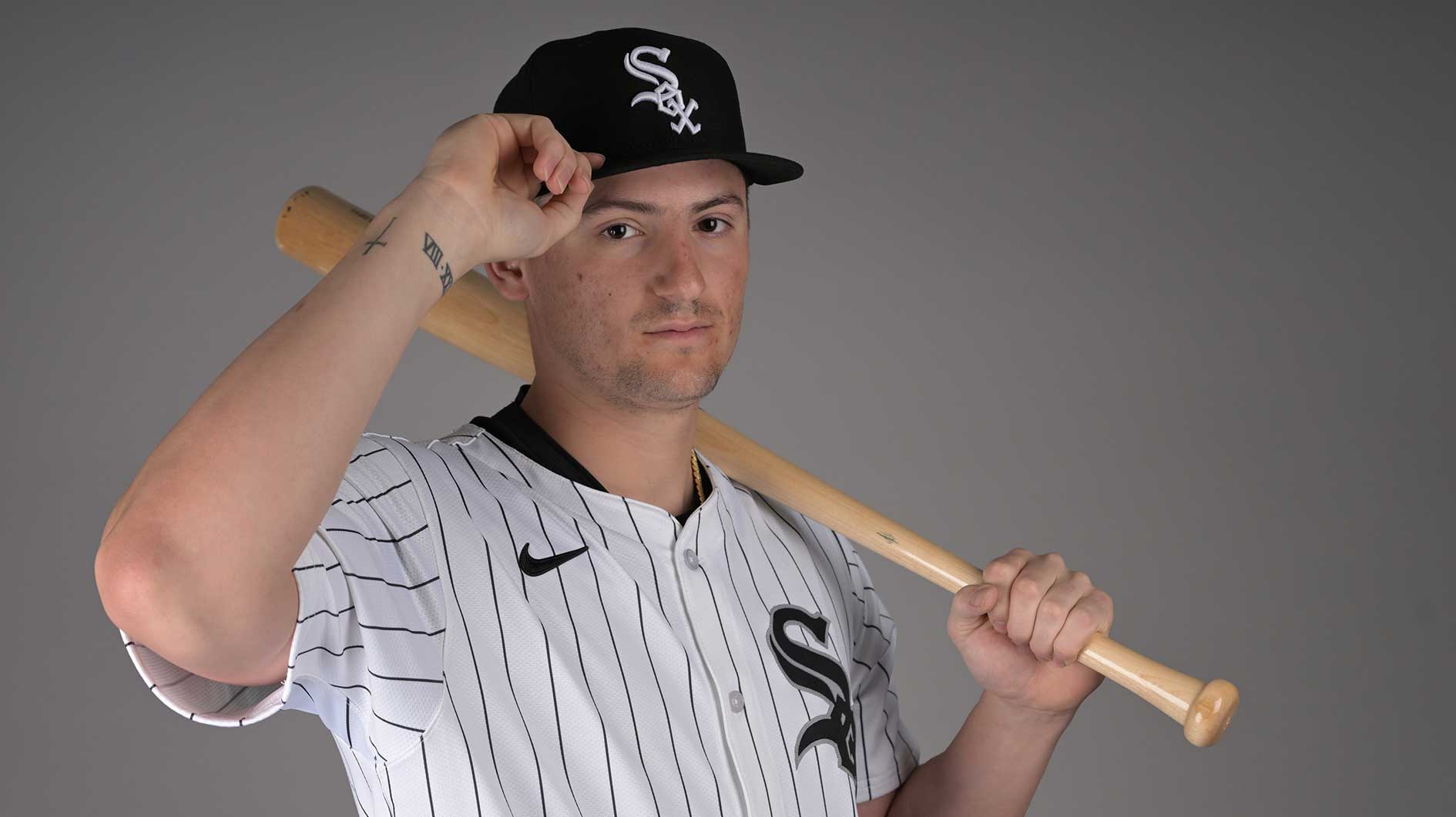 Chicago White Sox shortstop Colson Montgomery (83) poses for a photo on media day at the team’s spring training facility in Glendale, AZ.