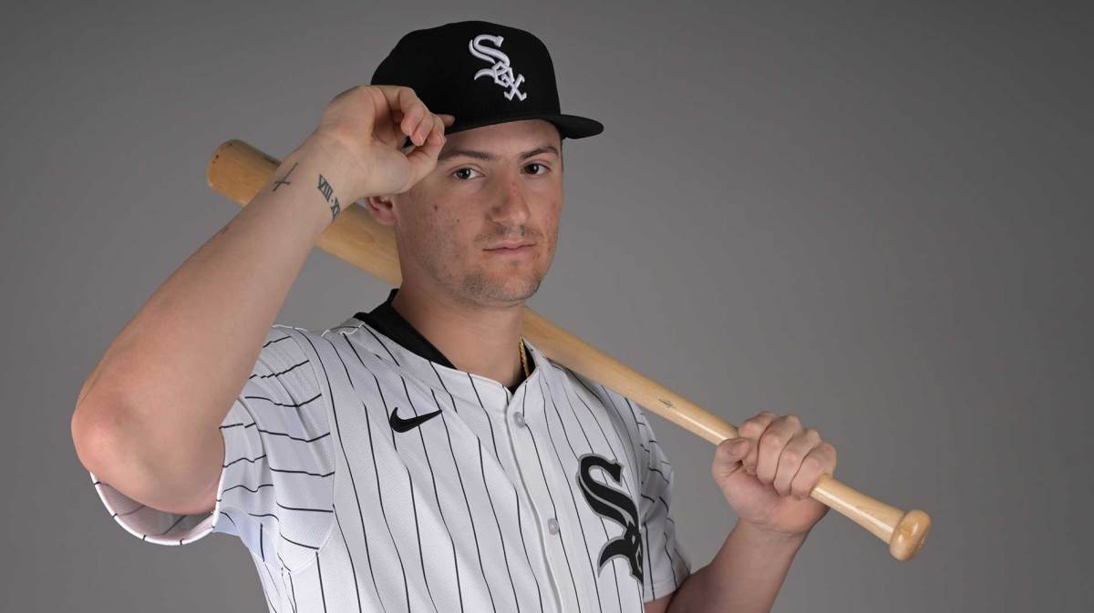 Chicago White Sox shortstop Colson Montgomery (83) poses for a photo on media day at the team’s spring training facility in Glendale, AZ.