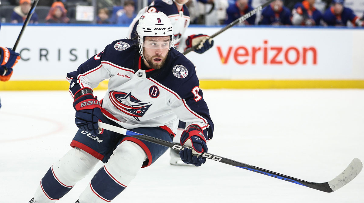 Columbus Blue Jackets defenseman Ivan Provorov (9) at UBS Arena.